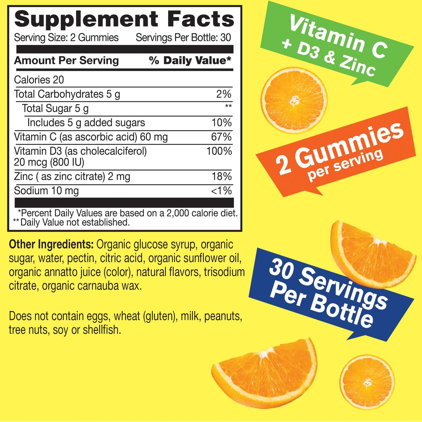 Organic Vitamin C + D3 + Zinc Gummies